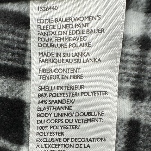 NWT Eddie Bauer Women's Stretch Fleece Lined Polar Pant Grey Plaid Size 14 - Picture 6 of 7